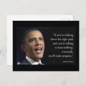 Carte Postale Barack Obama Et La Citation "Progresser" (Devant / Derrière)