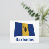Carte Postale Barbade agitant un drapeau avec nom (Debout devant)