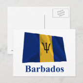 Carte Postale Barbade agitant un drapeau avec nom (Devant / Derrière)