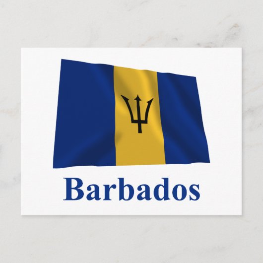 Carte Postale Barbade agitant un drapeau avec nom (Devant)