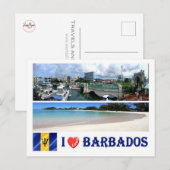 Carte Postale Barbade - Bridgetown - I Love - (Devant / Derrière)
