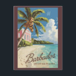 Carte Postale Barbados Art de Voyage peint Vintage<br><div class="desc">Création d'oeuvres vectorielles de Barbade. La Barbade,  paradis tropical des Caraïbes,  est célèbre pour ses plages immaculées,  sa culture vivante et son rhum de classe mondiale.</div>