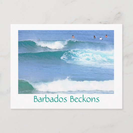 carte postale/BARBADOS BECKONS/ CACHAGE DE VAGUES (Devant)