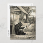 Carte Postale Barbe - Ours, chien et âne (Devant / Derrière)