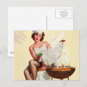 Carte Postale Barbecue Pin-Up Girl (Devant / Derrière)