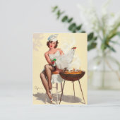 Carte Postale Barbecue Pin-Up Girl (Debout devant)