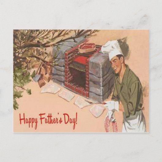 Carte Postale Barbeque BBQ Papa Retro Publicité Vintage Fête des (Devant)