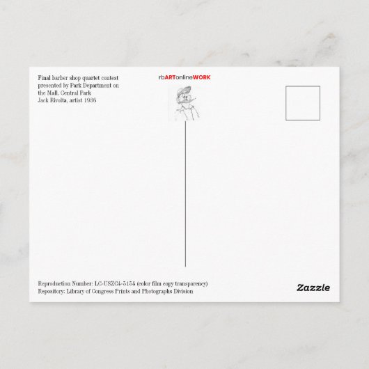 Carte Postale Barber Shop Quartet (Dos)