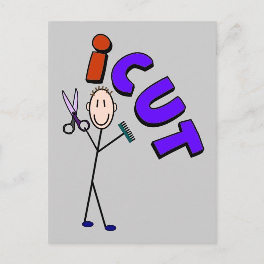 Carte Postale Barber Stick design personne "icut" (Devant)