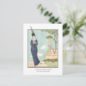 Carte Postale Barbier Art déco français Mode Beau Temps (Debout devant)