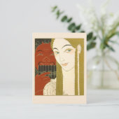 Carte Postale Barbier Art Déco Illustration Femme et Diable (Debout devant)