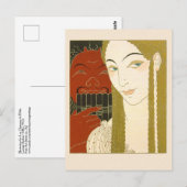 Carte Postale Barbier Art Déco Illustration Femme et Diable (Devant / Derrière)