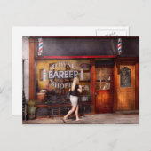 Carte Postale Barbier - Barbershop - Il est temps de couper une  (Devant / Derrière)