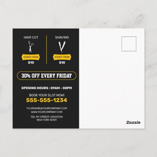 Carte Postale Barbier Classique Coiffeuse Coiffeuse (Dos)