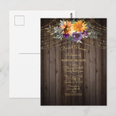 Carte Postale Barboard String Lights Sunflower Fête des mariées (Devant / Derrière)