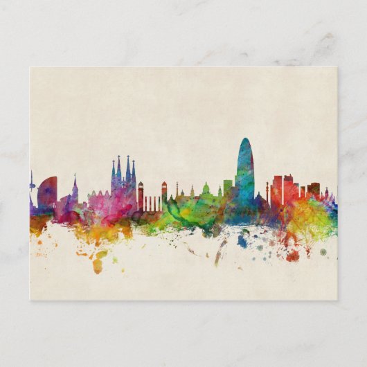 Carte Postale Barcelona Espagne Skyline (Devant)