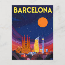 Barcelona Night Skyline Sagrada Familia
