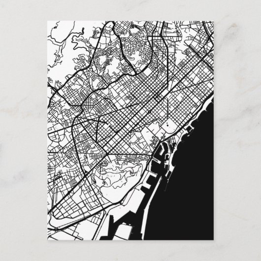 Carte Postale Barcelona Spain City Map (Devant)