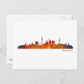 Carte Postale Barcelona watercolor skyline v01 (Devant / Derrière)