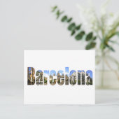 Carte Postale Barcelone avec attractions touristiques en lettres (Debout devant)