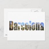 Carte Postale Barcelone avec attractions touristiques en lettres (Devant / Derrière)