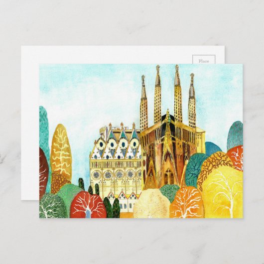 Carte Postale Barcelone de Gaudi. (Devant / Derrière)