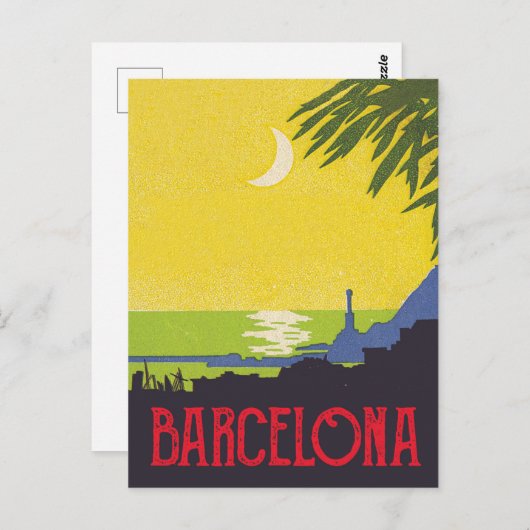 Carte Postale Barcelone de nuit (Devant / Derrière)