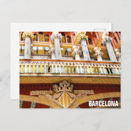 Carte Postale Barcelone Espagne Architecture espagnole colorée (Devant / Derrière)