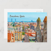 Carte Postale Barcelone, Espagne Belle vue sur la ville (Devant / Derrière)