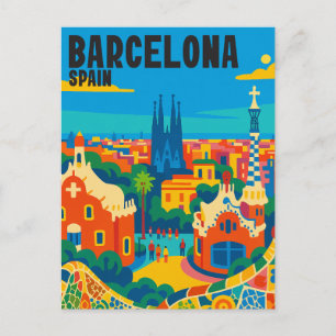 Carte Postale Barcelone Espagne Gaudi Ville Vintage