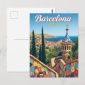 Carte Postale Barcelone Espagne Parc Güell (Devant / Derrière)