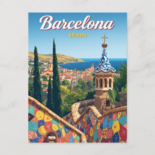 Carte Postale Barcelone Espagne Parc Güell (Devant)
