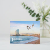Carte Postale Barcelone, Espagne - Plage de Barceloneta (Debout devant)