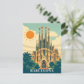 Carte Postale Barcelone Espagne Retro Voyage Abstrait (Debout devant)