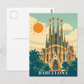 Carte Postale Barcelone Espagne Retro Voyage Abstrait (Devant / Derrière)