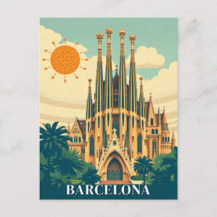 Carte Postale Barcelone Espagne Retro Voyage Abstrait