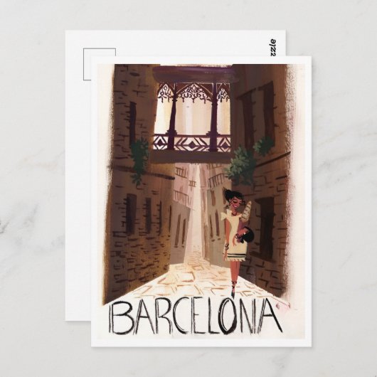 Carte Postale Barcelone Espagne Retro Voyage vacances Inspiré (Devant / Derrière)