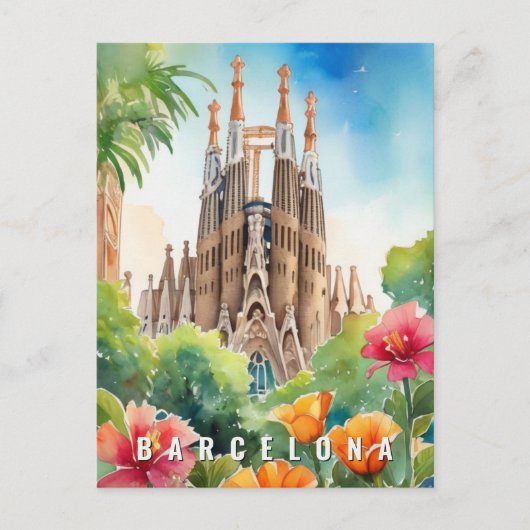 Carte Postale Barcelone Espagne Sagrada Familia Retro Voyage (Devant)