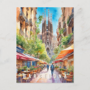 Carte Postale Barcelone Espagne Sagrada Familia Retro Voyage