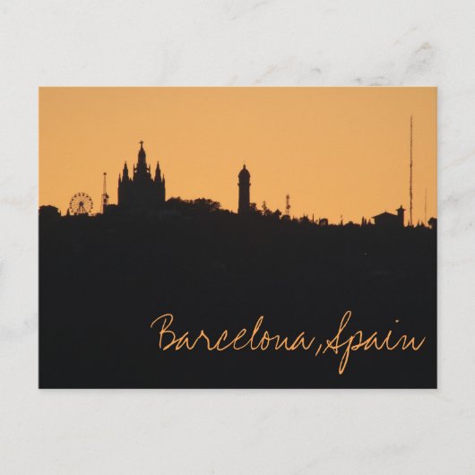 Carte postale Barcelone, Espagne Sunset Skyline (Devant)