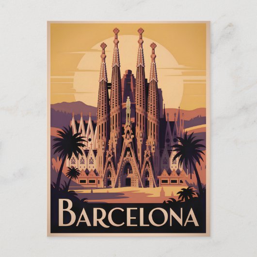 Carte Postale Barcelone Espagne vintage (Devant)