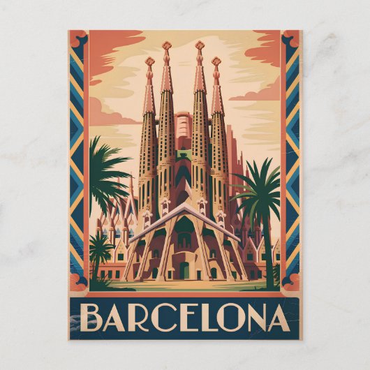 Carte Postale Barcelone Espagne vintage (Devant)