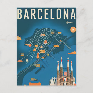 Carte Postale Barcelone Espagne vintage