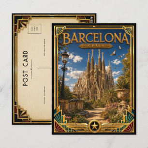 Carte Postale Barcelone Espagne Vintage Sagrada Família Art déco