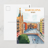 Carte Postale barcelone espagne Voyage Art Vintage (Devant / Derrière)