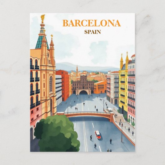 Carte Postale barcelone espagne Voyage Art Vintage (Devant)