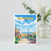 Carte Postale Barcelone Espagne Voyage Vintage Illustration (Debout devant)