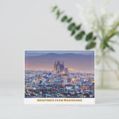 Carte Postale Barcelone Espagne Vue d'ensemble avec Sagrada Fami (Debout devant)