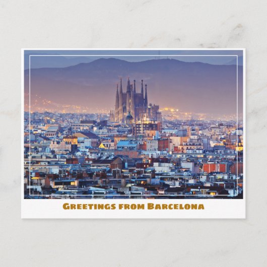 Carte Postale Barcelone Espagne Vue d'ensemble avec Sagrada Fami (Devant)
