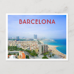 Carte Postale Barcelone Espagne Vue sur la ville et la plage